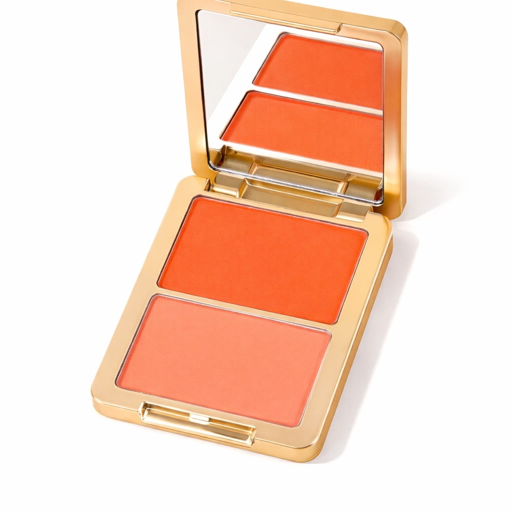 Dual-Pan Orange Blush Compact — Vibrant & Sheer